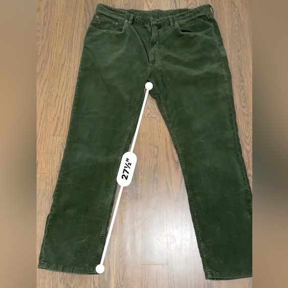Polo Ralph Lauren Dungarees corduroy jeans Men 38x30 Varick Slim Straight Green. - Picture 6 of 9